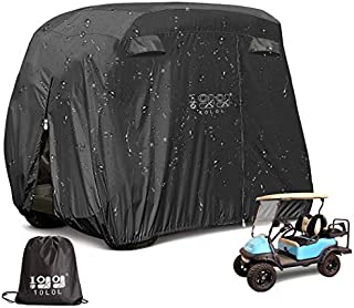 10L0L 4 Passenger Outdoor Golf Cart Cover,400D Waterproof Golf Cart Covers with Extra PVC Coating fits EZ GO Club Car Yamaha (This Product has a Flaw in its Design. But it Does not Affect The use)