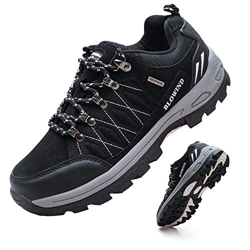 Blowind Mens Waterproof Work Boots Work Shoes Men's Industrial Construction Shoes Construction Boots Walking Shoes for Men Waterproof 574 Black 8.5