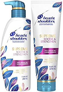 Head & Shoulders Supreme, Dry Scalp Care and Dandruff Treatment Shampoo and Conditioner Bundle, with Argan Oil and Rose Essence, Soothe and Strengthen Hair and Scalp, 11.8 Fl Oz