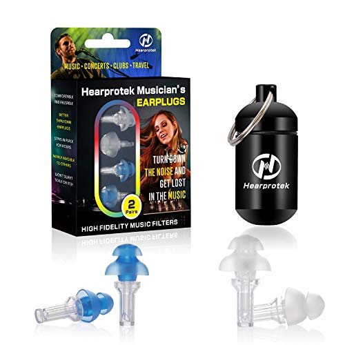 Hearprotek High Fidelity Concert Ear Plugs, 2 Pairs Hearing Protection Noise Reduction Earplugs-23db for Music, Festivals, DJs, Musicians & Nightclub (Blue)