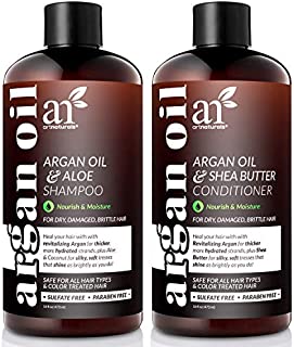 ArtNaturals Organic Moroccan Argan Oil Shampoo and Conditioner Set - (2 x 16 Fl Oz / 473ml) - Sulfate Free - Volumizing & Moisturizing - Gentle on Curly & Color Treated Hair - Infused with Keratin