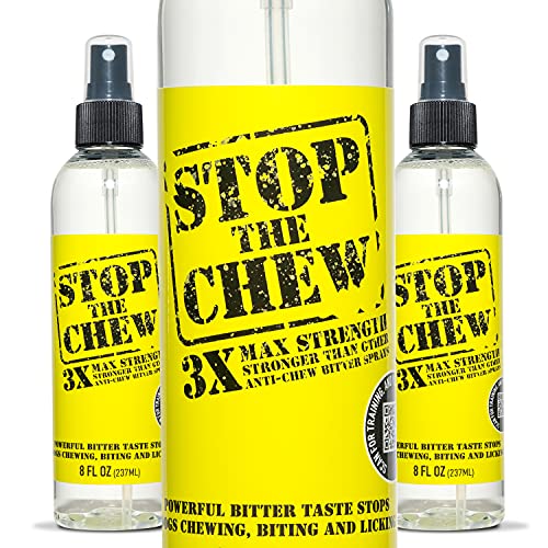 Emmy's Best Stop The Chew 3X Strength Anti Chew Bitter Spray Deterrent for Dogs and Puppies - Alcohol-Free - Most Powerful Bitter Deterrent - 8 Ounce