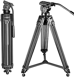 Neewer Professional 61 inches/155 Centimeters Aluminum Alloy Video Camera Tripod with 360 Degree Fluid Drag Head,1/4 and 3/8-inch Quick Release Plate and Bag,Load up to 13.2 pounds/6 kilograms