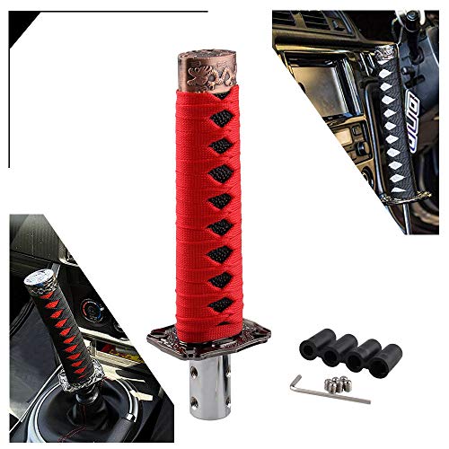 RYANSTAR Gear Shift Knob Sword Shift Knobs Katana Samural Shift Gear Lever Universal Fit for Manual Cars Most Automatic Cars with 4 Adapters Red + Black