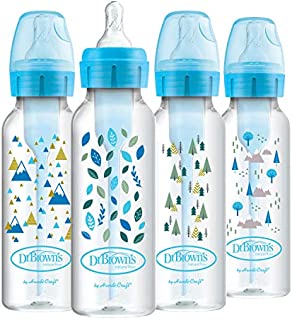 Dr. Brown's Options + Baby Bottles, 8oz/250ml, Narrow Bottle, Blue Nature Designs, 4 Pack