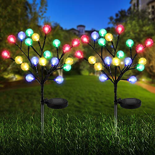 Solar Garden Decorative Lights Outdoor - Newest Solar Landscape Tree Lights, ZWJBSGY Waterproof Multi-Color Solar Christmas Decorative Path Lights, for Garden, Patio, Backyard(2 Pack)