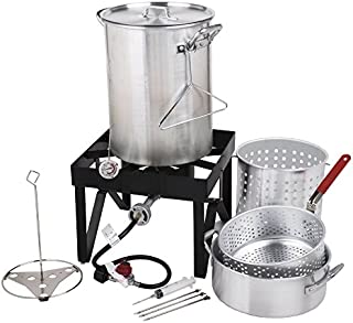 Backyard Pro 30 Qt. Deluxe Aluminum Turkey Fryer Kit/Steamer Kit - 55,000 BTU + Many Accessories Thanksgiving Propane Outdoor Cooking