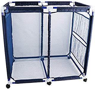 Cosaving Pool Storage Bins Containers Rolling Pool Storage Cart Organizer with Nylon Mesh Basket Large Capacity for Pool Accessories Beach Towels