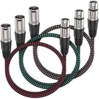 XLR Cable 6ft, BIFALE Heavy Duty Hybrid Braided XLR Patch Cable 3Pin XLR Male to Female Multi-Colored Microphone Cable Balanced Mic/Snake Cord - 3Pack (TOP Series)