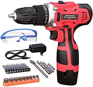 GardenJoy 12V Max Power Cordless Drill Electric Impact Driver/Drill Kit with 2 Variable Speed0-1500) 3/8'' Keyless Chuck 24+1 Torque Setting Fast Charger and Accessories tools for Home Improvement