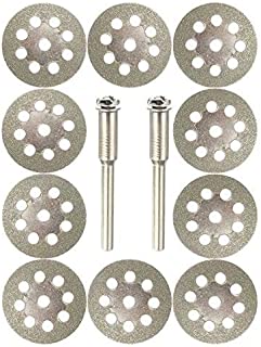 COLIBROX Diamond Cutting Wheels For Dremel Rotary Tool 10 Cut Off Discs 2 Mandrels 545 Set Kit Cuts Stone Glass Tile Concrete Metal Bottle Masonry Cutter 10pcs