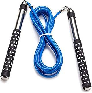 Freestyle Jump Rope by DYNAPRO great for Double Unders, HIIT, Speed, and Tricks (Long Aluminum Handles 10'- Adjustable PVC Cable)