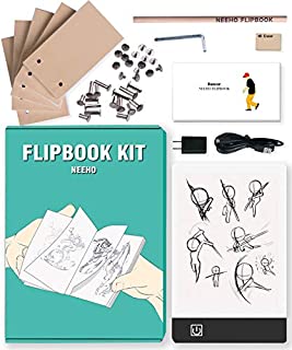 Flip Book Kit, Neeho Flipbook Kit with Light Pad for Drawing and Tracing with 300 Sheets Premium Pre-drilled Flipbook Paper, LED Lightbox for Making Animation Flipbooks with Binding Screws