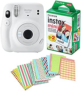 Fujifilm Instax Mini 11 Camera with 20 Fuji Instant Films and Quality Photo Stickers (Ice White)