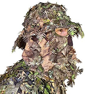 QuikCamo Small Mossy Oak Obsession (NWTF) Camo Bucket Hat with Built-in 3D Leafy Face Mask, Turkey Hunting Gear for Ghillie Suits and Bowhunting (Small)