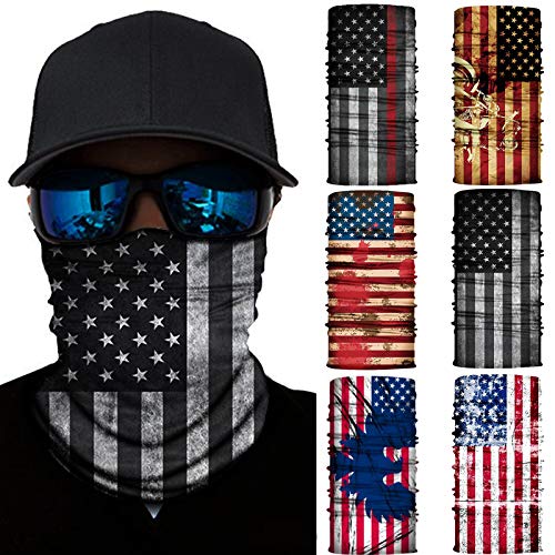 6 Pieces Sun UV Protection Face Mask Neck Gaiter Scarf Sunscreen Breathable Bandana (National flag)