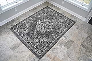 Benissimo Indoor Outdoor Rug Palace Collection, Medallion Pattern, Sisal Woven and Jute Backing Area Rugs for Living Room, Bedroom, Kitchen, Entryway, Hallway, Patio, Farmhouse Decor 4x6, Gray