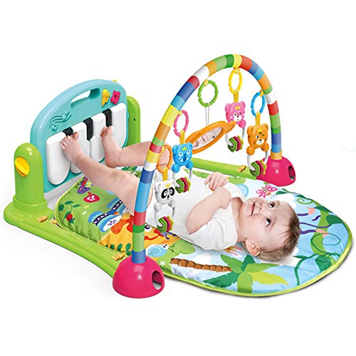 WYSWYG Baby Gym Jungle Musical Play Mats for Floor, Kick and Play Piano Gym Activity Center with Music, Lights, and Sounds Toys for Infants and Toddlers Aged 0 to 6 to 12 Months (Green)