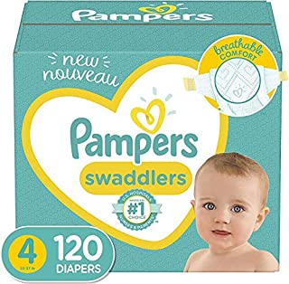 Diapers Size 4, 120 Count - Pampers Swaddlers Disposable Baby Diapers, Enormous Pack (Packaging May Vary)