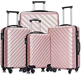 Fridtrip Carry On Luggage with Spinner Wheels Luggage Sets Travel Suitcase Hardshell Lightweight (Rose Gold, 4 PCS)