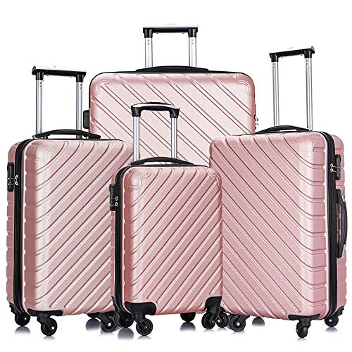 Fridtrip Carry On Luggage with Spinner Wheels Luggage Sets Travel Suitcase Hardshell Lightweight (Rose Gold, 4 PCS)