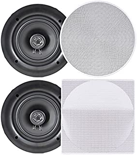 Pyle Ceiling Speakers - Stereo Home Theater Speakers - in Wall Speakers Flush Mount - 8-Inch White 250 Watt, 2-Way, (Pair) (PDIC86)