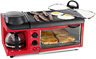 Nostalgia BSET300RETRORED 3-in-1 Family Size Breakfast Station, Red