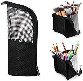 Makeup Brush Organzier Bag,High Capacity Portable Stand-Up Makeup Brush Holder,Professional Artist Makeup Brush Sets Case Waterproof Dust-proof Makeup Brush Cup