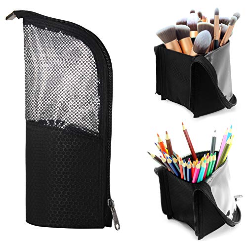 Makeup Brush Organzier Bag,High Capacity Portable Stand-Up Makeup Brush Holder,Professional Artist Makeup Brush Sets Case Waterproof Dust-proof Makeup Brush Cup