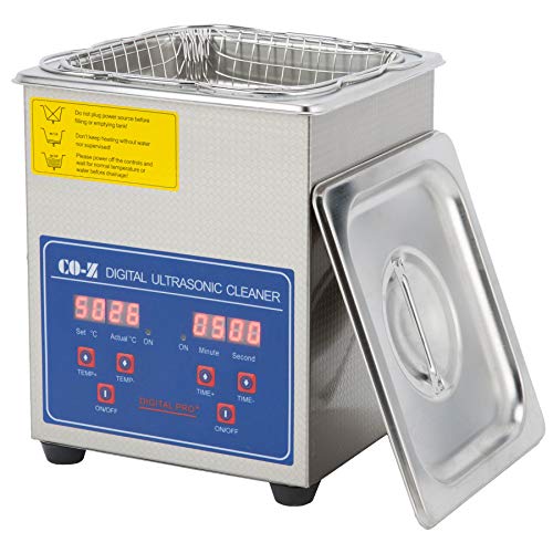 CO-Z 2L Professional Ultrasonic Cleaner with Digital Timer&Heater for Jewelry Glasses Watch Dentures Small Parts Circuit Board Dental Instrument, Industrial Commercial Ultrasound Cleaning Machine 110V