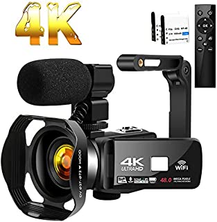 Camcorder 4K HD 48MP Video Camera 18X Digital Zoom IR Night Vision YouTube Camcorder with Portable Handheld StabilizerMicrophone and Remote Control