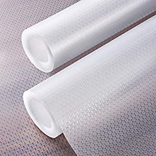 Homemaxs Shelf Liner 2 Rolls, Non-Adhesive Drawer Liner, Versatile Kitchen Cabinet Liners, 17 In x 78.7In x 2 Rolls, Non-Slip Liners for Drawers, Shelves, Cabinets, Refrigerator and Desks, Transparent