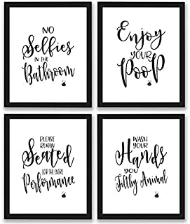 Bathroom Quotes and Sayings Art Prints | Set of Four Photos 8x10 Unframed | Great Gift for Bathroom Decor