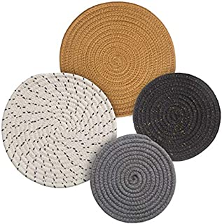 Potholders Set Trivets Set 4pcs 2 Sizes 7 Inches & 9 Inches Diameter 100% Eco Pure Cotton Thread Weave Trivets for Hot Pots and Pans | Hot Pads Pot Holders for Kitchen Hot Pot Holders (Touch of Glam)