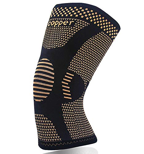 Copper Knee Brace for Arthritis Pain and Support-Copper knee sleeve Compression for Sports, Workout,Arthritis Relief-Single(XL)