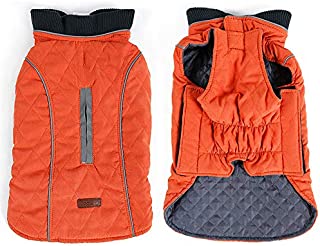 RC GearPro Retro Design Cozy Winter Dog Pet Jacket Vest Warm Pet Outfit Clothes 6colors with Harness Hole for Medium Large Small Dog (S, Orange)