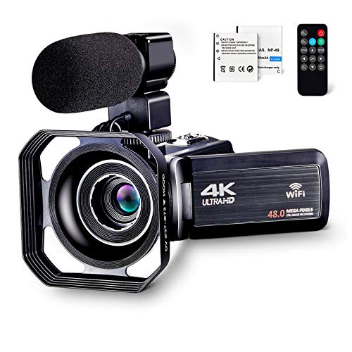 4K Camcorder Vlogging Camera for YouTube Ultra HD 4K 48MP Video Camera with Microphone & Remote Control WiFi Digital Camera 3.0