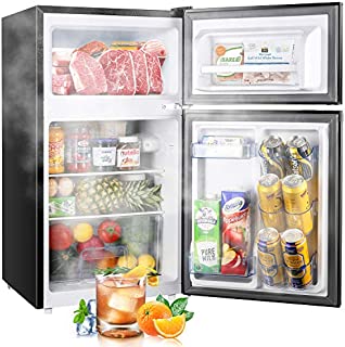 Mini Fridge with Freezer, TECCPO 3.0 Cu.Ft 2 Reversible Door Mini Fridge 84L, 7 Adjustable Thermostat Control, Energy Star, Dorm Refrigerator