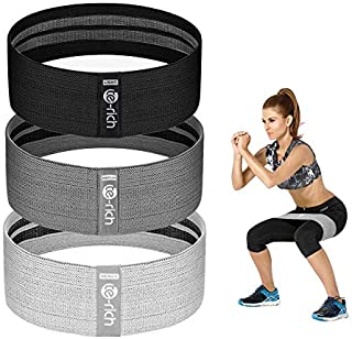 Te-Rich Resistance Bands for Legs and Butt, Fabric Workout Loop Bands, Set of 3