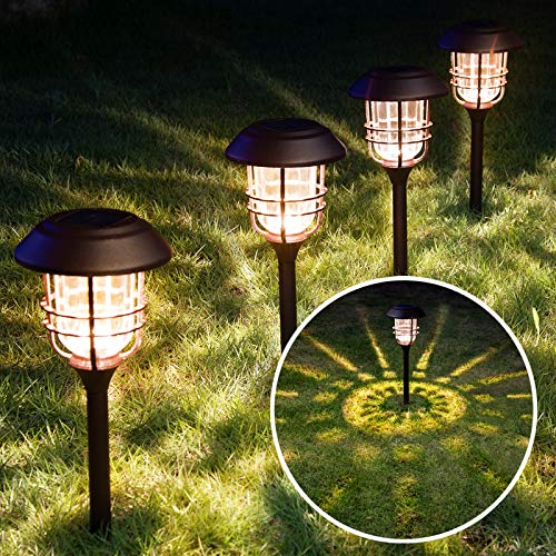 Solpex 4 Pack Solar Pathway Lights, Glass Metal Waterproof Solar Landscape Lights, Warm White Solar Garden Lights for Yard, Path, Landscape and Walkway