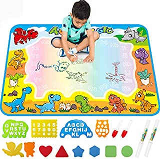 FREE TO FLY Large Aqua Drawing Mat for Kids Water Painting Writing Doodle Board Toy Color Aqua Magic Mat Bring Magic Pens Educational Travel Toys Gift for Boys Girls Toddlers Age 2 3 4 5 6