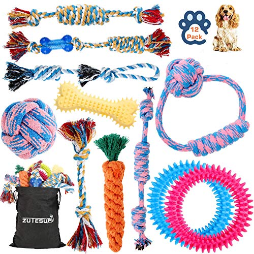 Dog Rope Toy for Puppy Teething, 12 Pack Indestructible Dog Toys for Puppy Chewers, Interactive Tug of War Toys for Puppies Small Dogs Durable Chew Toys for Boredom Chew Teething
