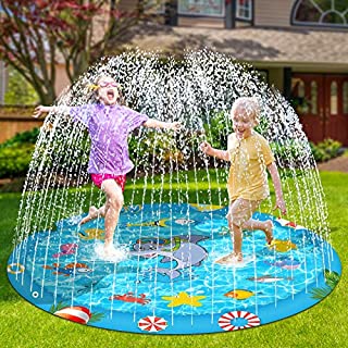 Perglad Splash Pad, 68'' Sprinkler for Kids Toddlers Outdoor Water Toys for 4-9 Year Old Boys Girls, Kiddie Baby Pool for Outside Fun Summer Party Gifts for 3-12 Year Old Girls