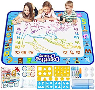 Jasonwell Aqua Magic Doodle Mat 40 X 32 Inches Extra Large Water Drawing Doodling Mat Coloring Mat Educational Toys Gifts for Kids Toddlers Boys Girls Age 3 4 5 6 7 8 Year Old