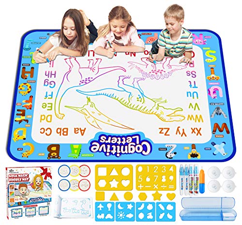 Jasonwell Aqua Magic Doodle Mat 40 X 32 Inches Extra Large Water Drawing Doodling Mat Coloring Mat Educational Toys Gifts for Kids Toddlers Boys Girls Age 3 4 5 6 7 8 Year Old