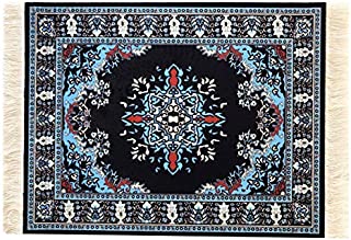 Navy Blue Oriental Rug Mousepad Turkish Style Miniature Carpet Mousemat