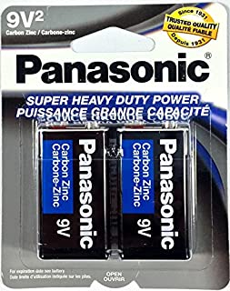 2Pc Size 9V Panasonic Batteries Super Heavy Duty Power Zinc Carbon