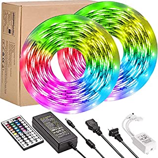 UMICKOO LED Strip Lights Kit,Waterproof 32.8feet RGB SMD 5050 LED Rope Lighting Color Changing Full Kit with 44-Keys IR Remote Controller, Power Supply Led Lights for Bedroom Home Kitchen Decoration