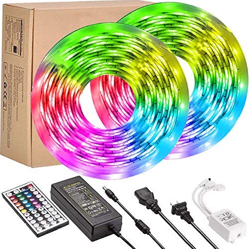 UMICKOO LED Strip Lights Kit,Waterproof 32.8feet RGB SMD 5050 LED Rope Lighting Color Changing Full Kit with 44-Keys IR Remote Controller, Power Supply Led Lights for Bedroom Home Kitchen Decoration