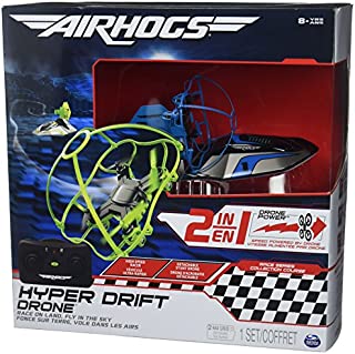 Air Hogs 2-in-1 Hyper Drift Drone for High Speed Racing and Flying - Blue